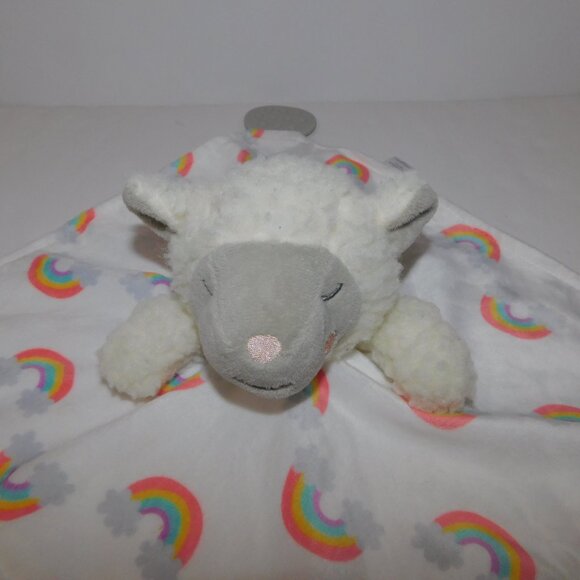 Modern Baby Plush Sheep lamb Rainbows Security Blanket Baby lovey Teether rattle - Picture 3 of 9